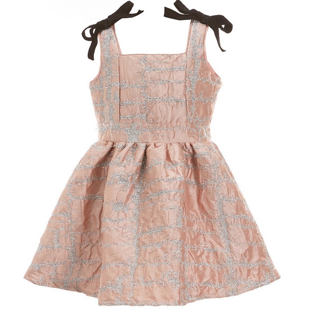 A Loves A Little Girls Glitter Velvet Bow Party Dress